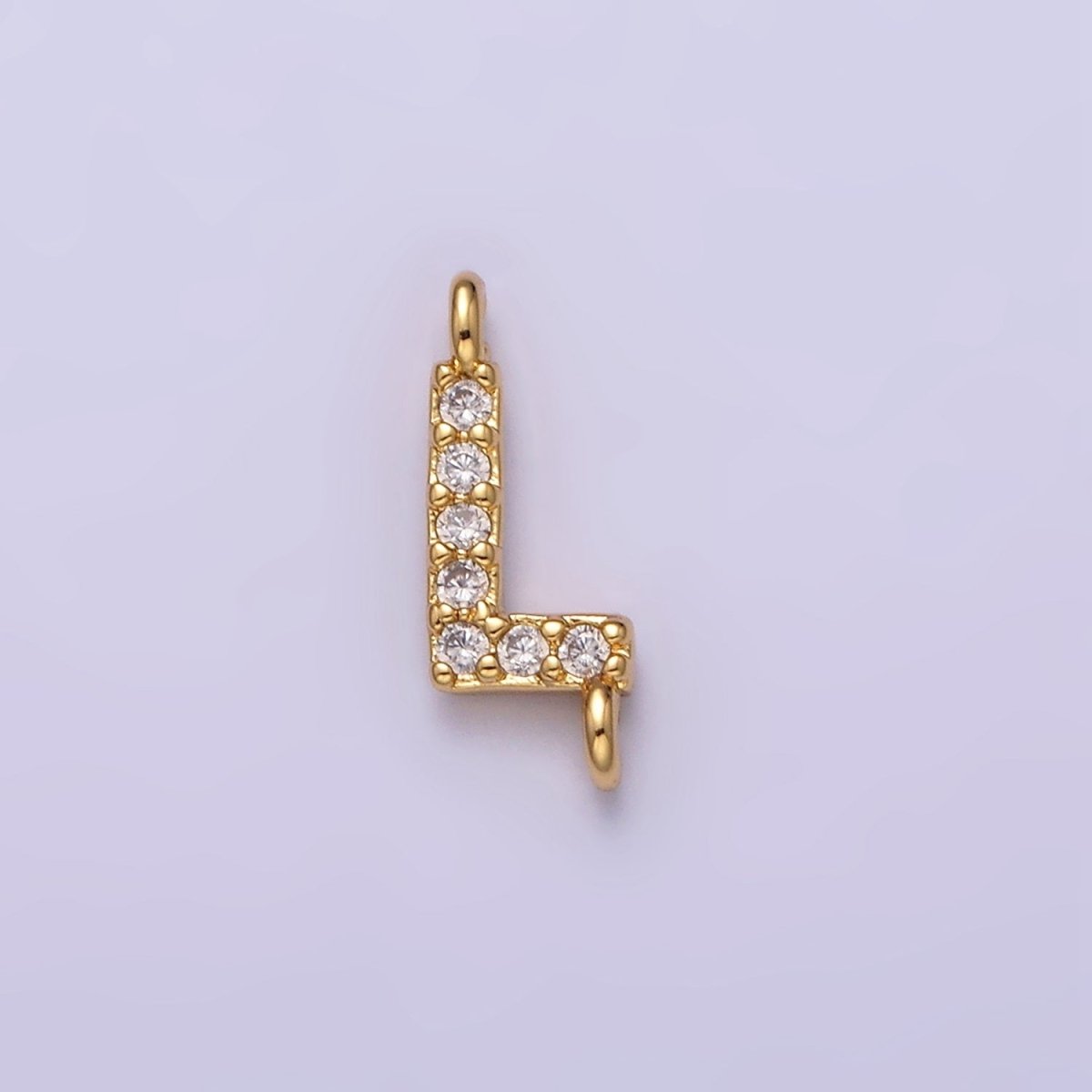 16K Gold Filled A-Z Initial Letter Micro Paved CZ Sideway Loop Personalized Jewelry For Necklace Bracelet Link Connector | AD625 - AD650 - DLUXCA