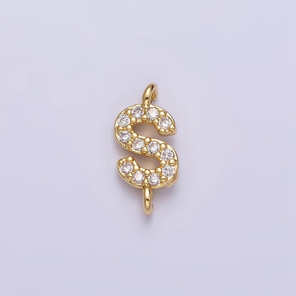 16K Gold Filled A-Z Initial Letter Micro Paved CZ Sideway Loop Personalized Jewelry For Necklace Bracelet Link Connector | AD625 - AD650 - DLUXCA