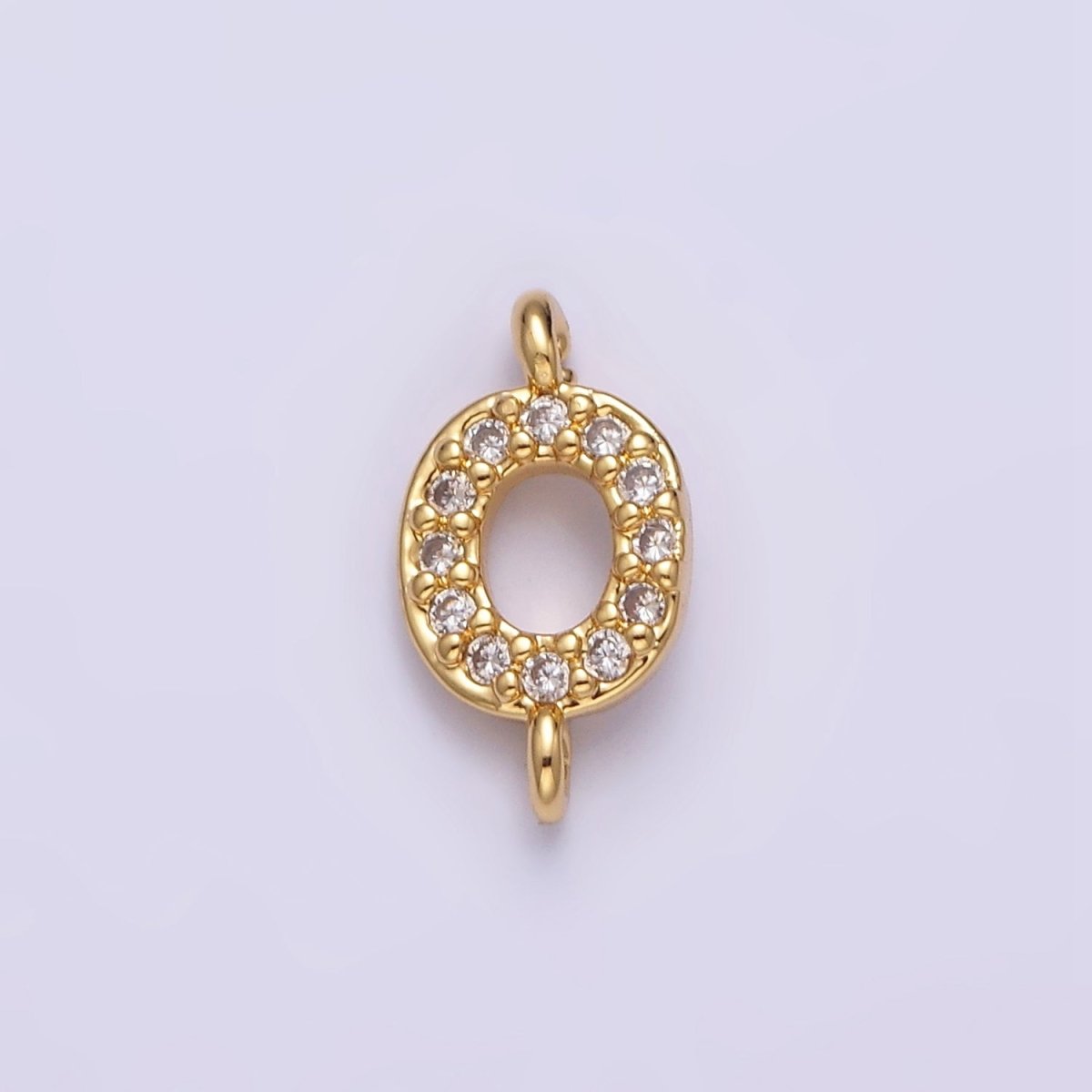 16K Gold Filled A-Z Initial Letter Micro Paved CZ Sideway Loop Personalized Jewelry For Necklace Bracelet Link Connector | AD625 - AD650 - DLUXCA