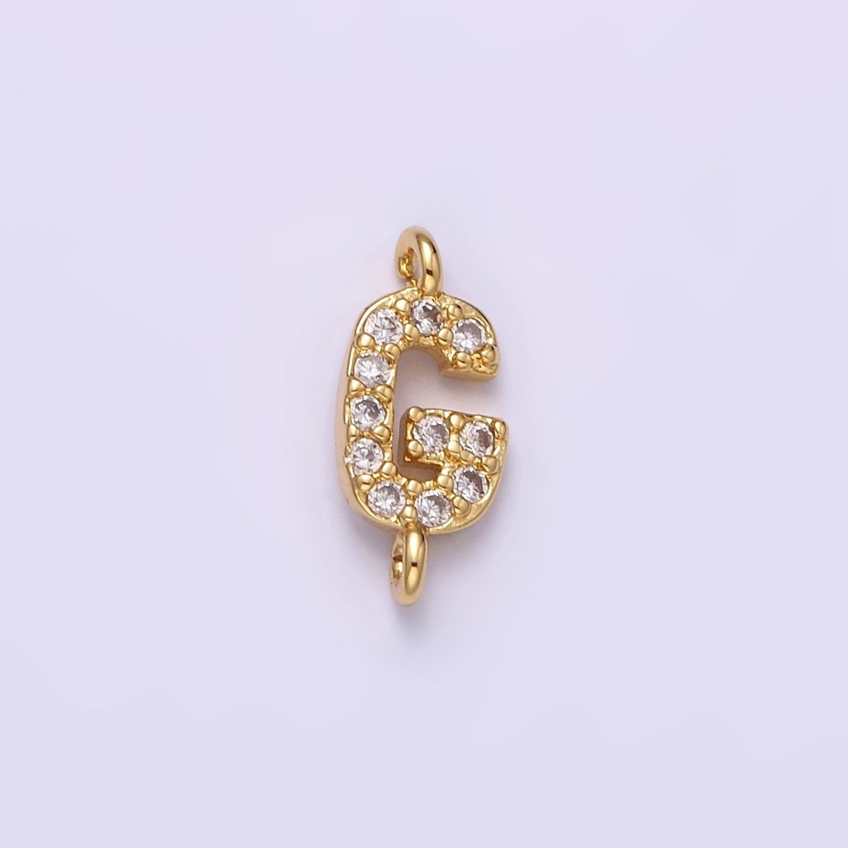 16K Gold Filled A-Z Initial Letter Micro Paved CZ Sideway Loop Personalized Jewelry For Necklace Bracelet Link Connector | AD625 - AD650 - DLUXCA