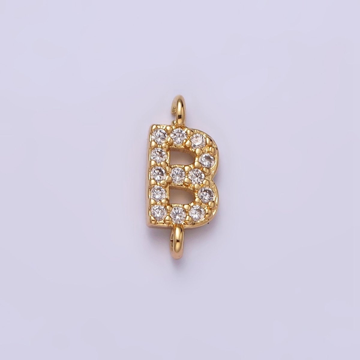 16K Gold Filled A-Z Initial Letter Micro Paved CZ Sideway Loop Personalized Jewelry For Necklace Bracelet Link Connector | AD625 - AD650 - DLUXCA
