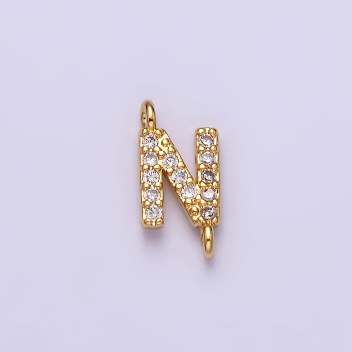 16K Gold Filled A-Z Initial Letter Micro Paved CZ Sideway Loop Personalized Jewelry For Necklace Bracelet Link Connector | AD625 - AD650 - DLUXCA