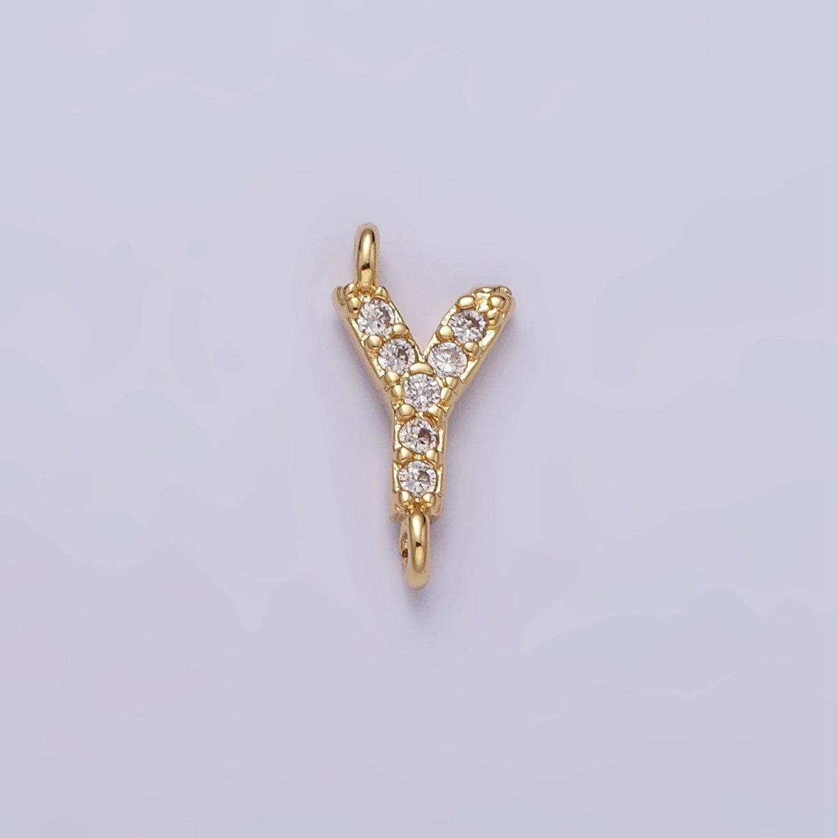 16K Gold Filled A-Z Initial Letter Micro Paved CZ Sideway Loop Personalized Jewelry For Necklace Bracelet Link Connector | AD625 - AD650 - DLUXCA