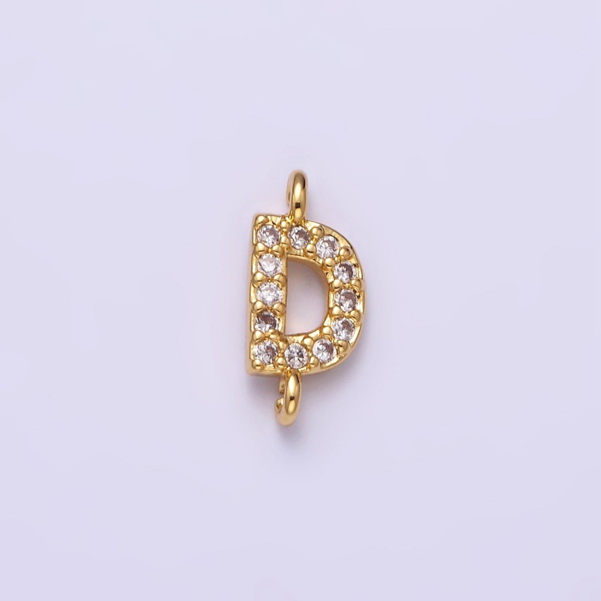 16K Gold Filled A-Z Initial Letter Micro Paved CZ Sideway Loop Personalized Jewelry For Necklace Bracelet Link Connector | AD625 - AD650 - DLUXCA