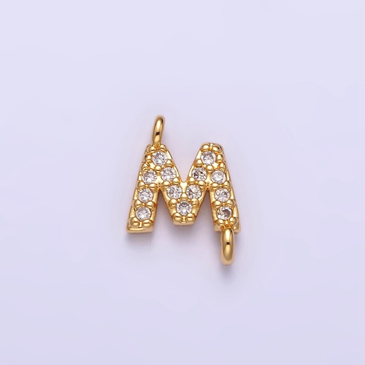 16K Gold Filled A-Z Initial Letter Micro Paved CZ Sideway Loop Personalized Jewelry For Necklace Bracelet Link Connector | AD625 - AD650 - DLUXCA