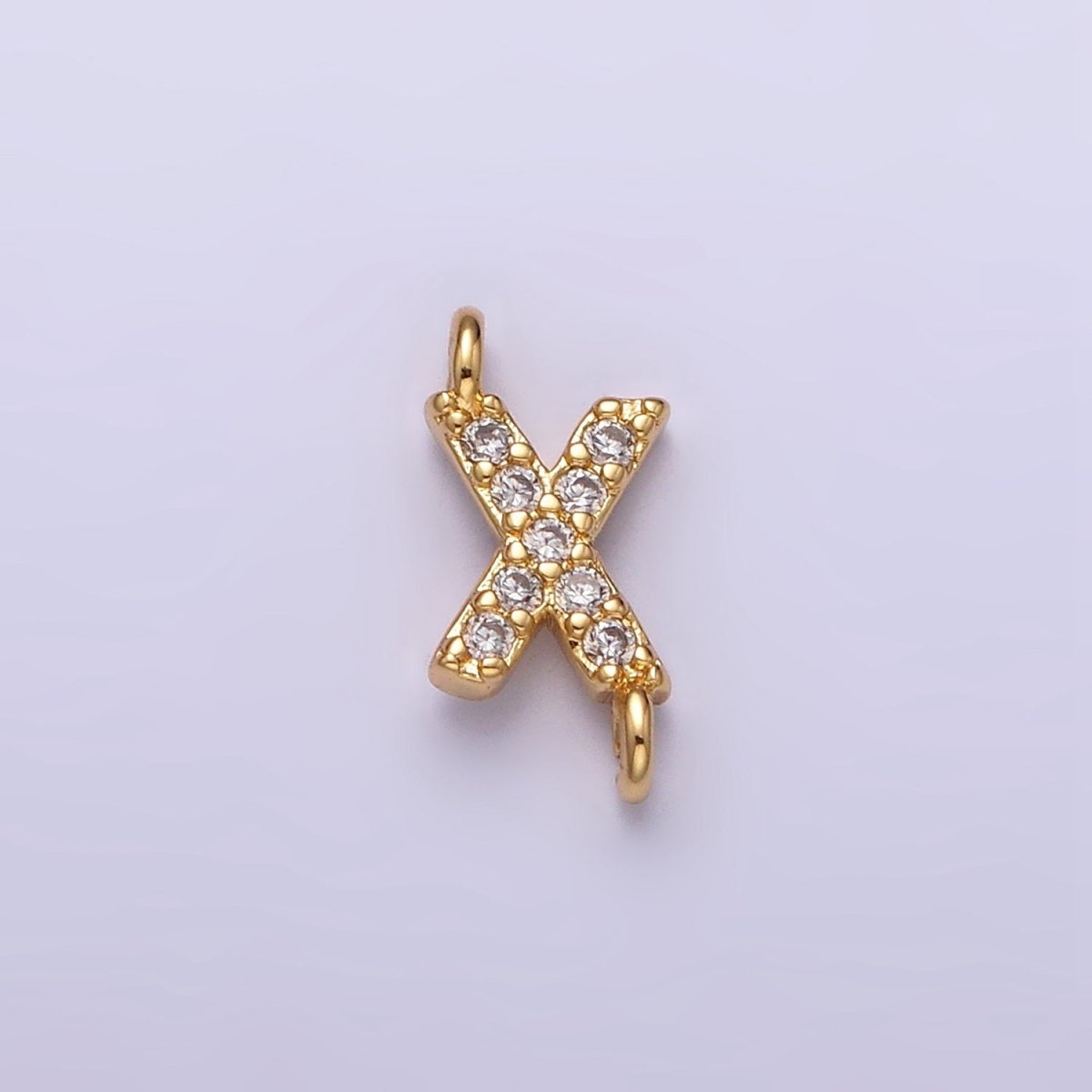 16K Gold Filled A-Z Initial Letter Micro Paved CZ Sideway Loop Personalized Jewelry For Necklace Bracelet Link Connector | AD625 - AD650 - DLUXCA