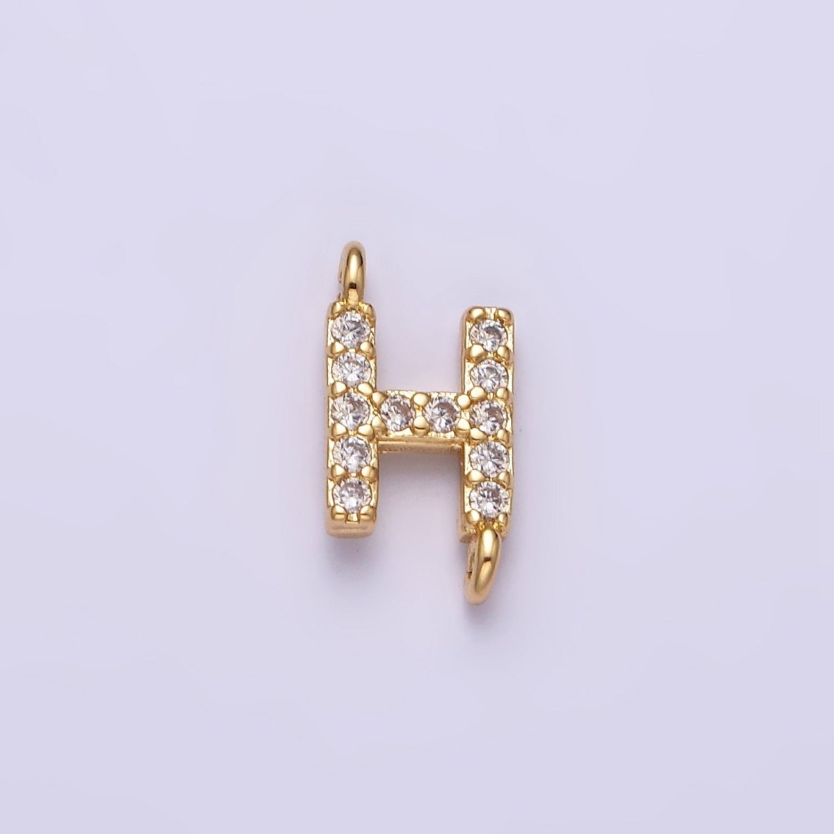 16K Gold Filled A-Z Initial Letter Micro Paved CZ Sideway Loop Personalized Jewelry For Necklace Bracelet Link Connector | AD625 - AD650 - DLUXCA
