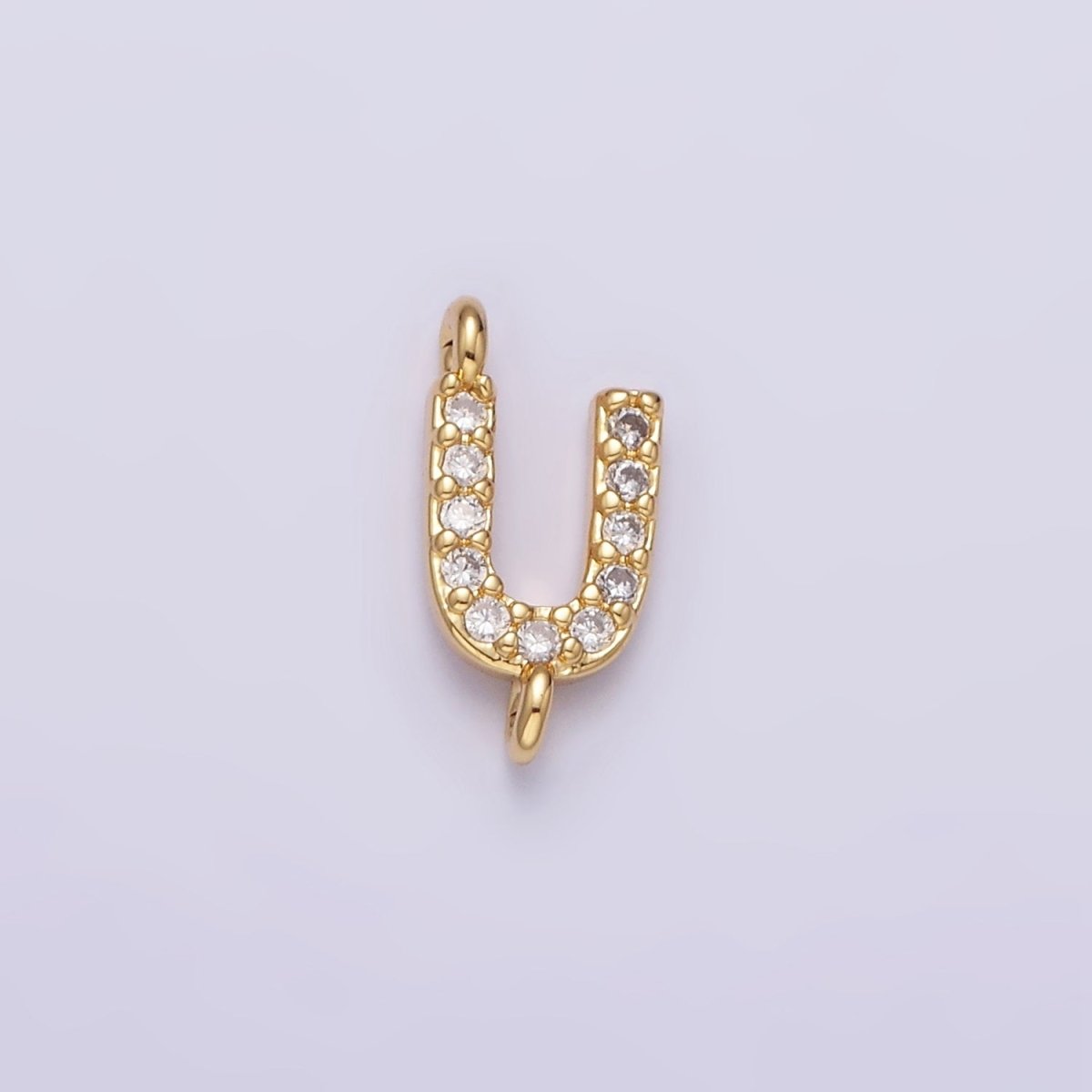 16K Gold Filled A-Z Initial Letter Micro Paved CZ Sideway Loop Personalized Jewelry For Necklace Bracelet Link Connector | AD625 - AD650 - DLUXCA