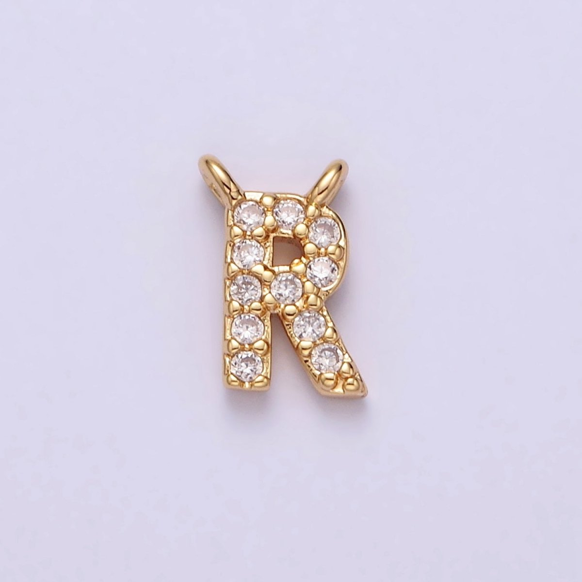 16K Gold Filled A-Z Initial Letter Micro Paved CZ Top Loop Personalized Connector | AD573 - AD598 - DLUXCA