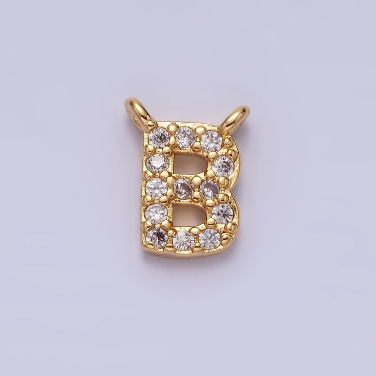 16K Gold Filled A-Z Initial Letter Micro Paved CZ Top Loop Personalized Connector | AD573 - AD598 - DLUXCA