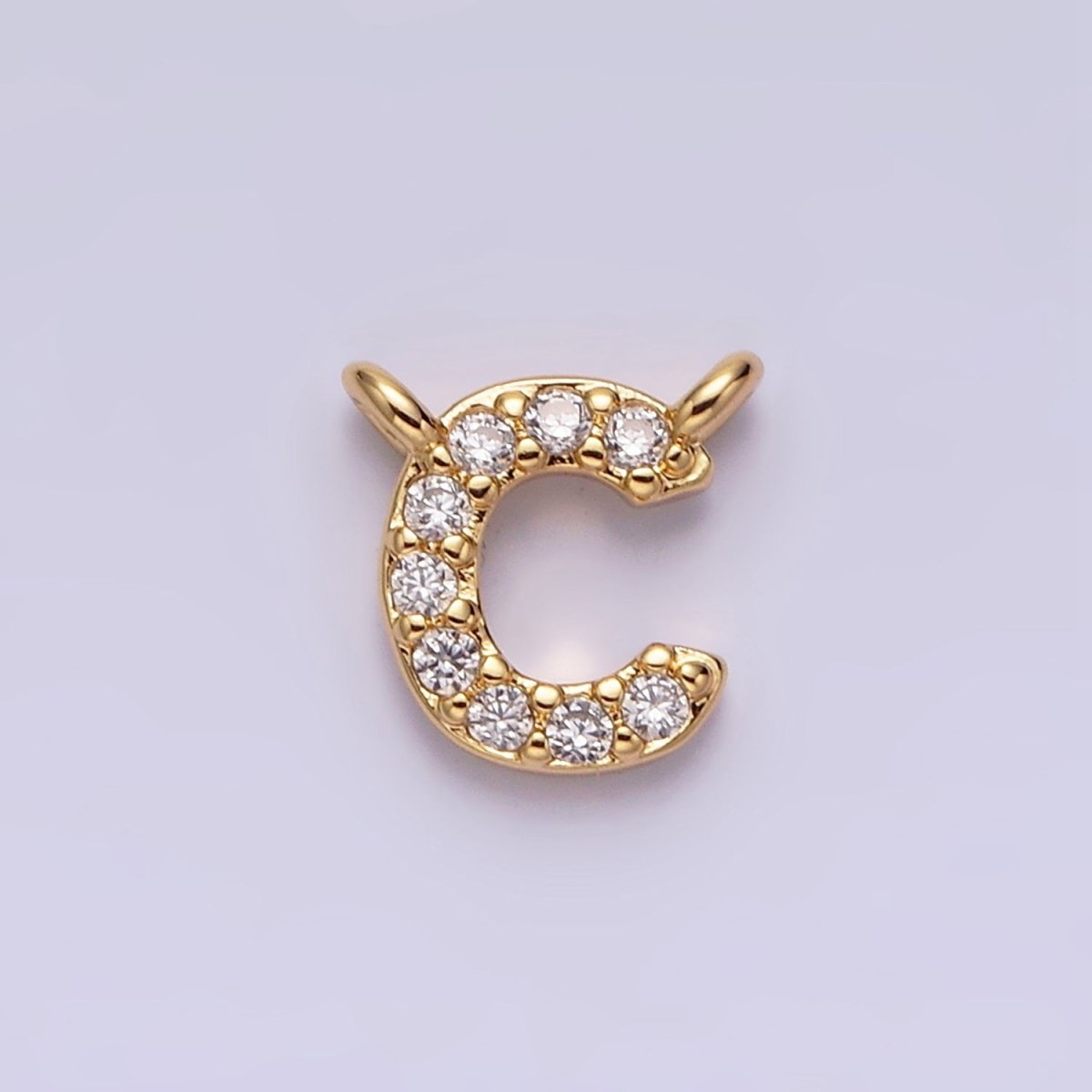 16K Gold Filled A-Z Initial Letter Micro Paved CZ Top Loop Personalized Connector | AD573 - AD598 - DLUXCA