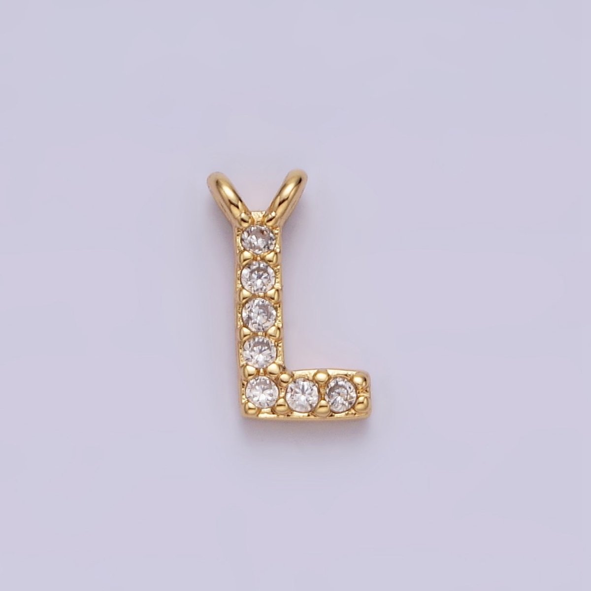 16K Gold Filled A-Z Initial Letter Micro Paved CZ Top Loop Personalized Connector | AD573 - AD598 - DLUXCA