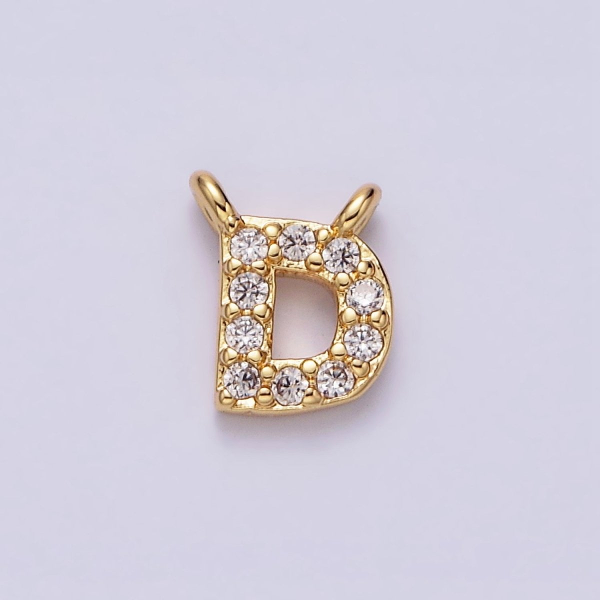 16K Gold Filled A-Z Initial Letter Micro Paved CZ Top Loop Personalized Connector | AD573 - AD598 - DLUXCA