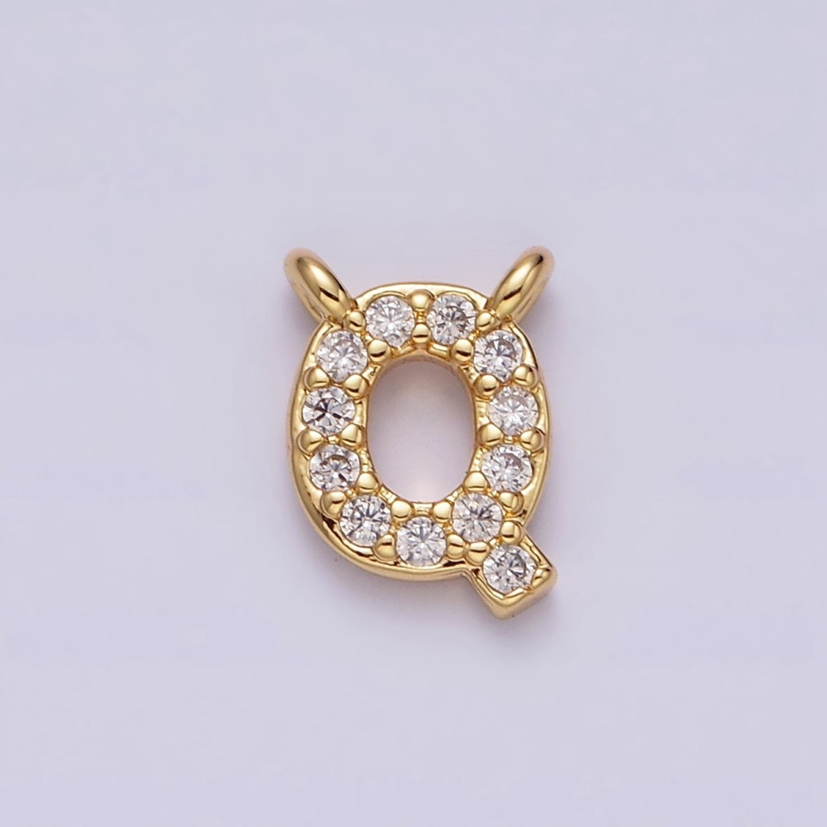 16K Gold Filled A-Z Initial Letter Micro Paved CZ Top Loop Personalized Connector | AD573 - AD598 - DLUXCA