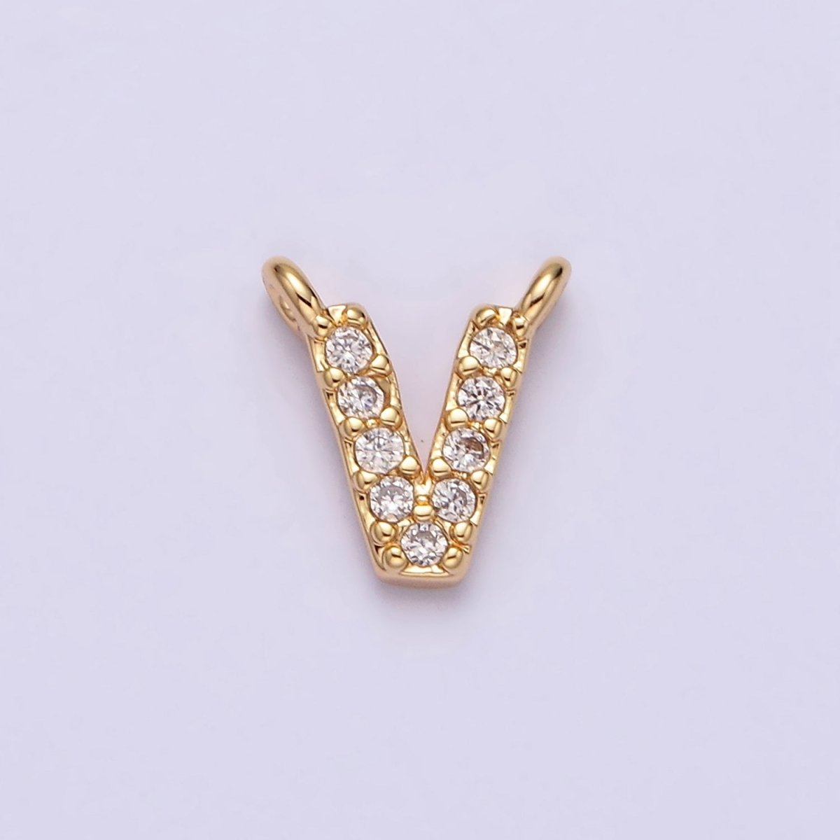 16K Gold Filled A-Z Initial Letter Micro Paved CZ Top Loop Personalized Connector | AD573 - AD598 - DLUXCA