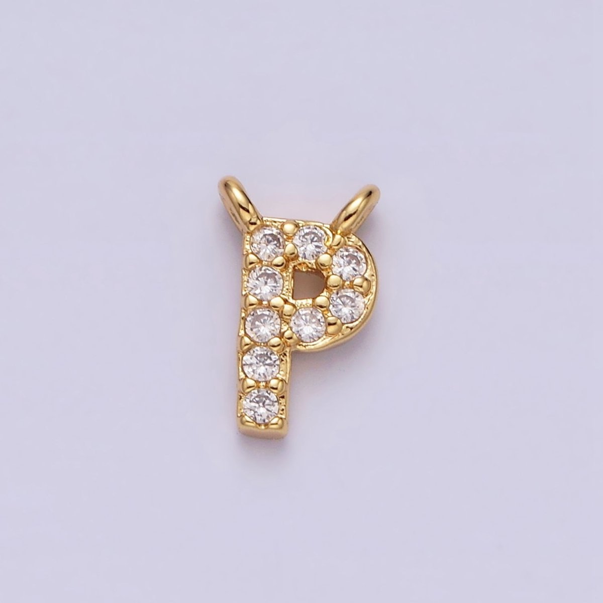 16K Gold Filled A-Z Initial Letter Micro Paved CZ Top Loop Personalized Connector | AD573 - AD598 - DLUXCA