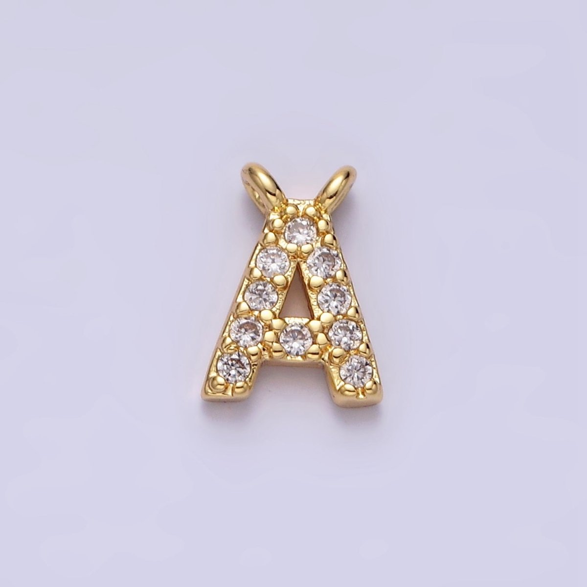 16K Gold Filled A-Z Initial Letter Micro Paved CZ Top Loop Personalized Connector | AD573 - AD598 - DLUXCA