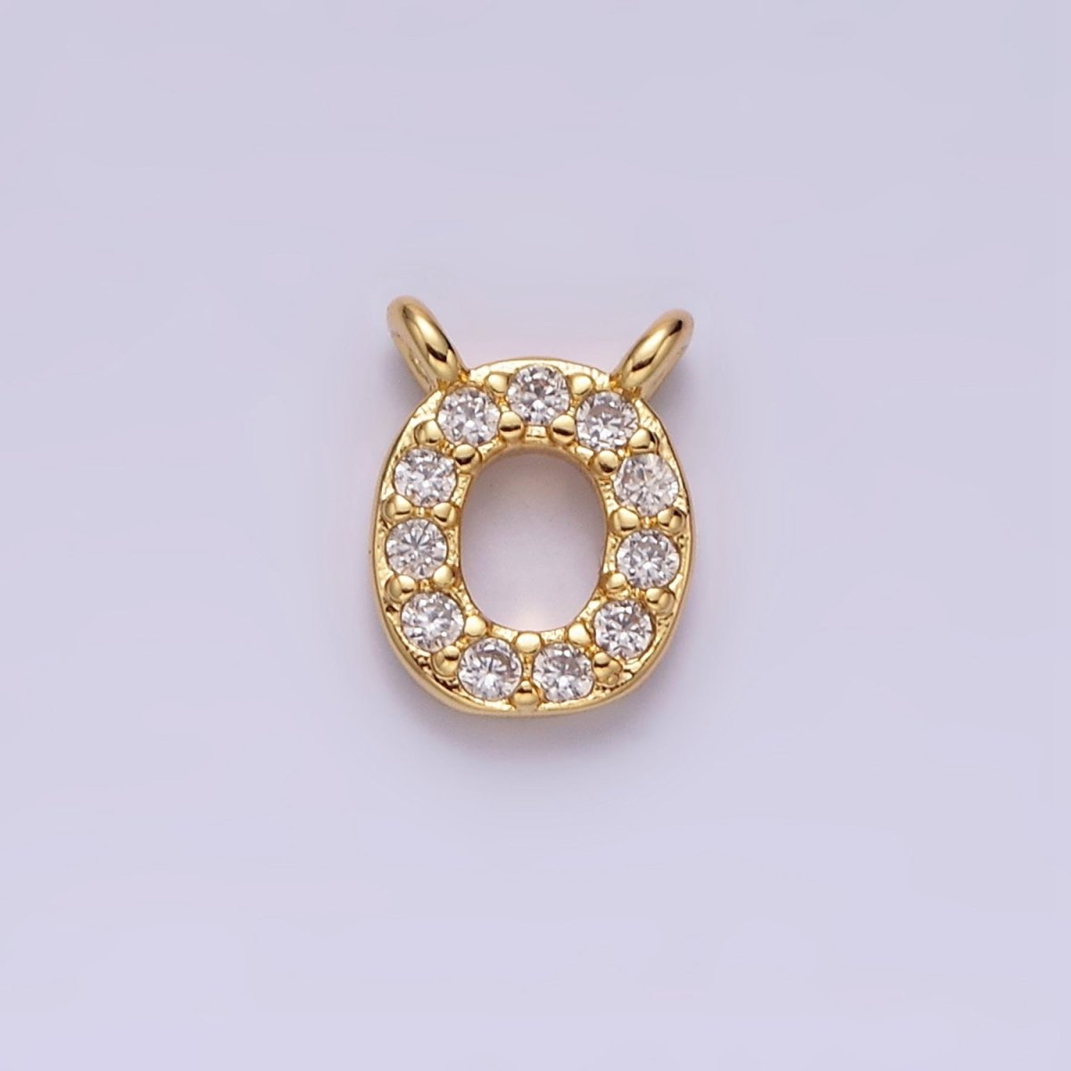 16K Gold Filled A-Z Initial Letter Micro Paved CZ Top Loop Personalized Connector | AD573 - AD598 - DLUXCA