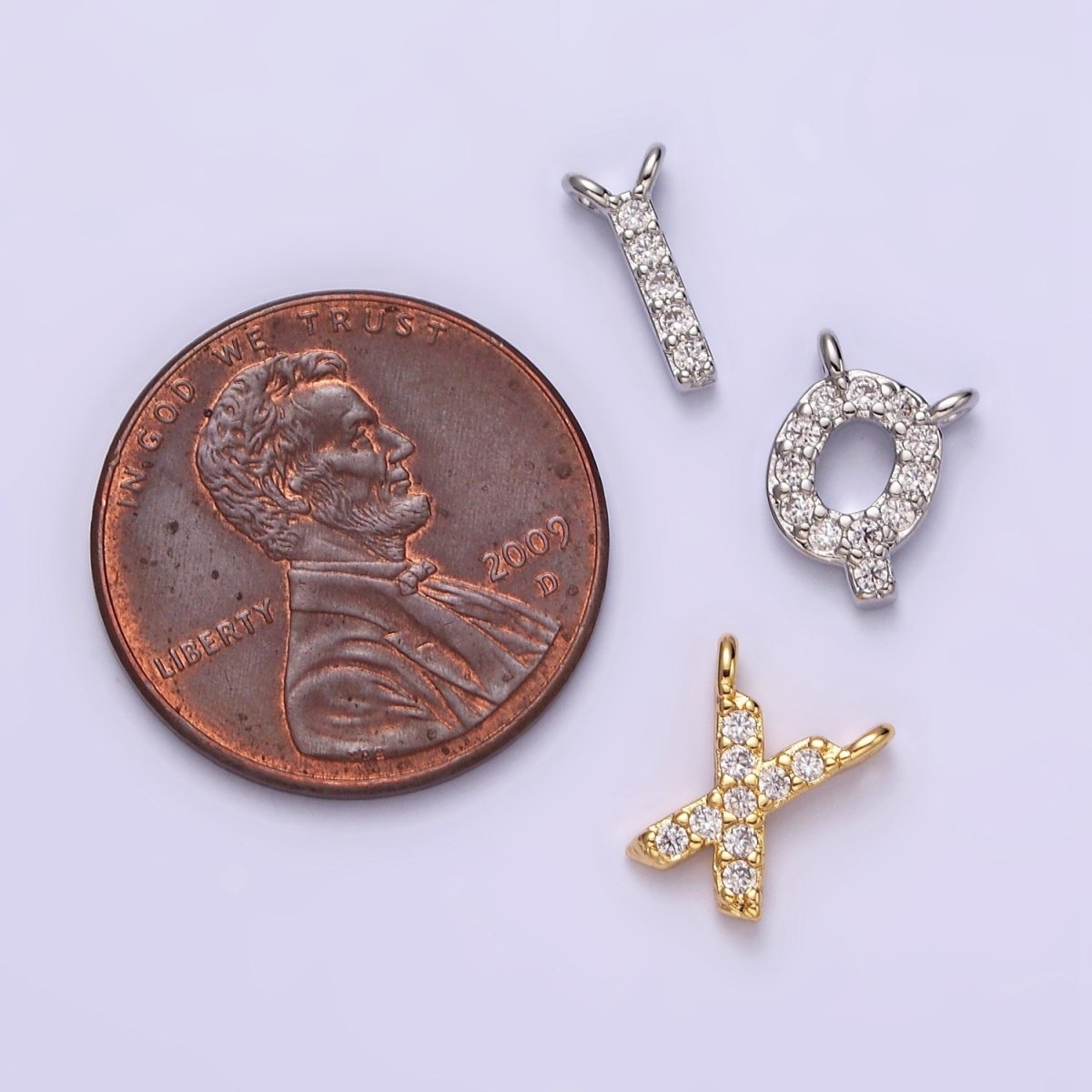 16K Gold Filled A-Z Initial Letter Micro Paved CZ Top Loop Personalized Connector | AD573 - AD598 - DLUXCA