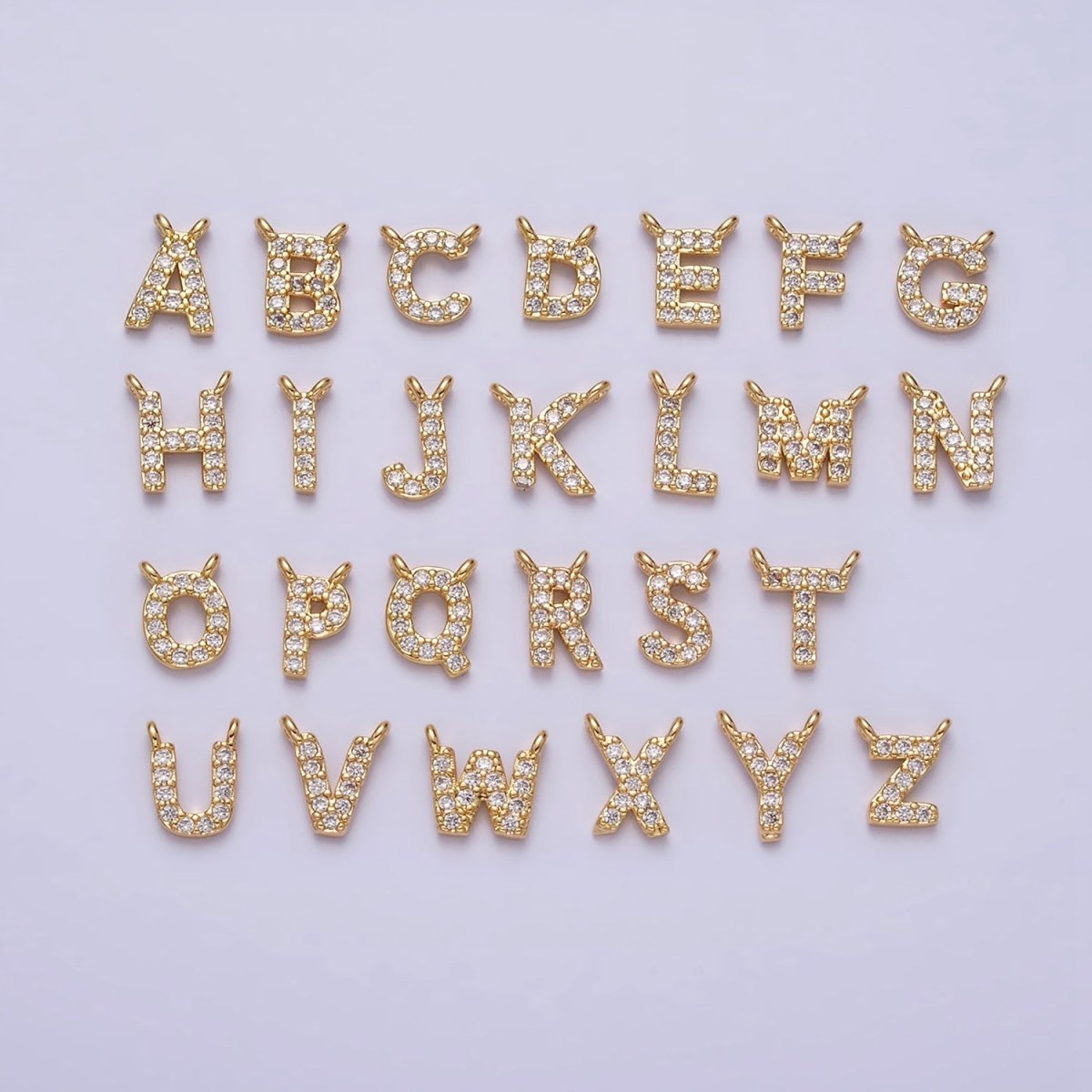 16K Gold Filled A-Z Initial Letter Micro Paved CZ Top Loop Personalized Connector | AD573 - AD598 - DLUXCA