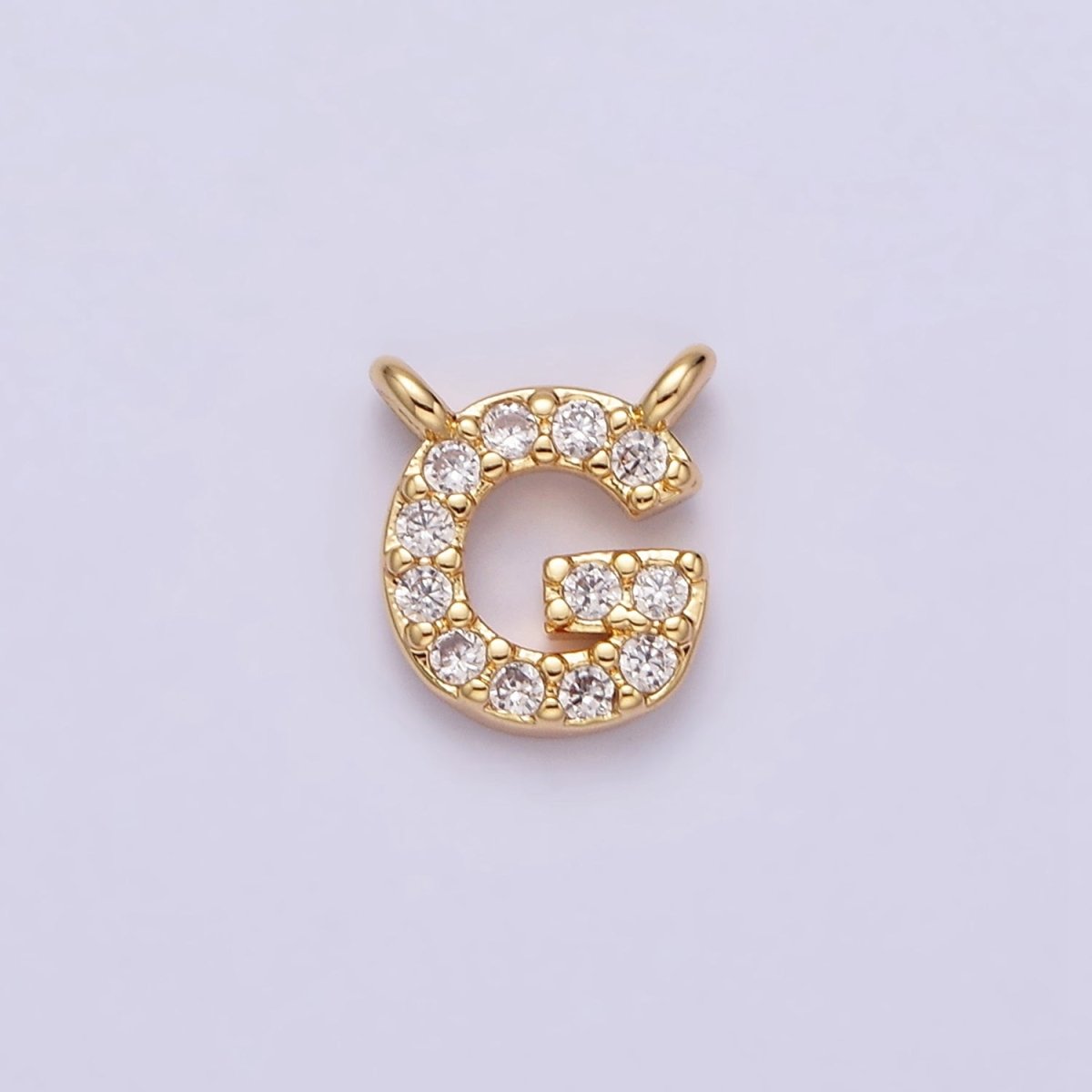16K Gold Filled A-Z Initial Letter Micro Paved CZ Top Loop Personalized Connector | AD573 - AD598 - DLUXCA