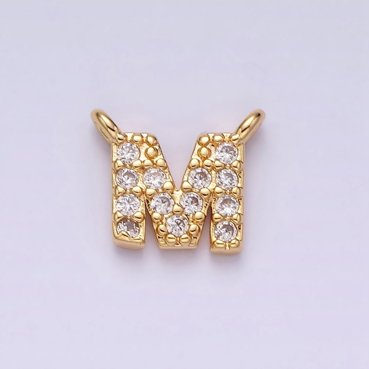 16K Gold Filled A-Z Initial Letter Micro Paved CZ Top Loop Personalized Connector | AD573 - AD598 - DLUXCA