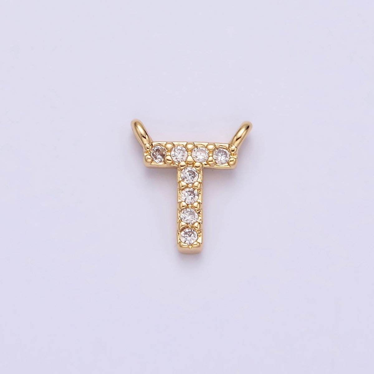 16K Gold Filled A-Z Initial Letter Micro Paved CZ Top Loop Personalized Connector | AD573 - AD598 - DLUXCA