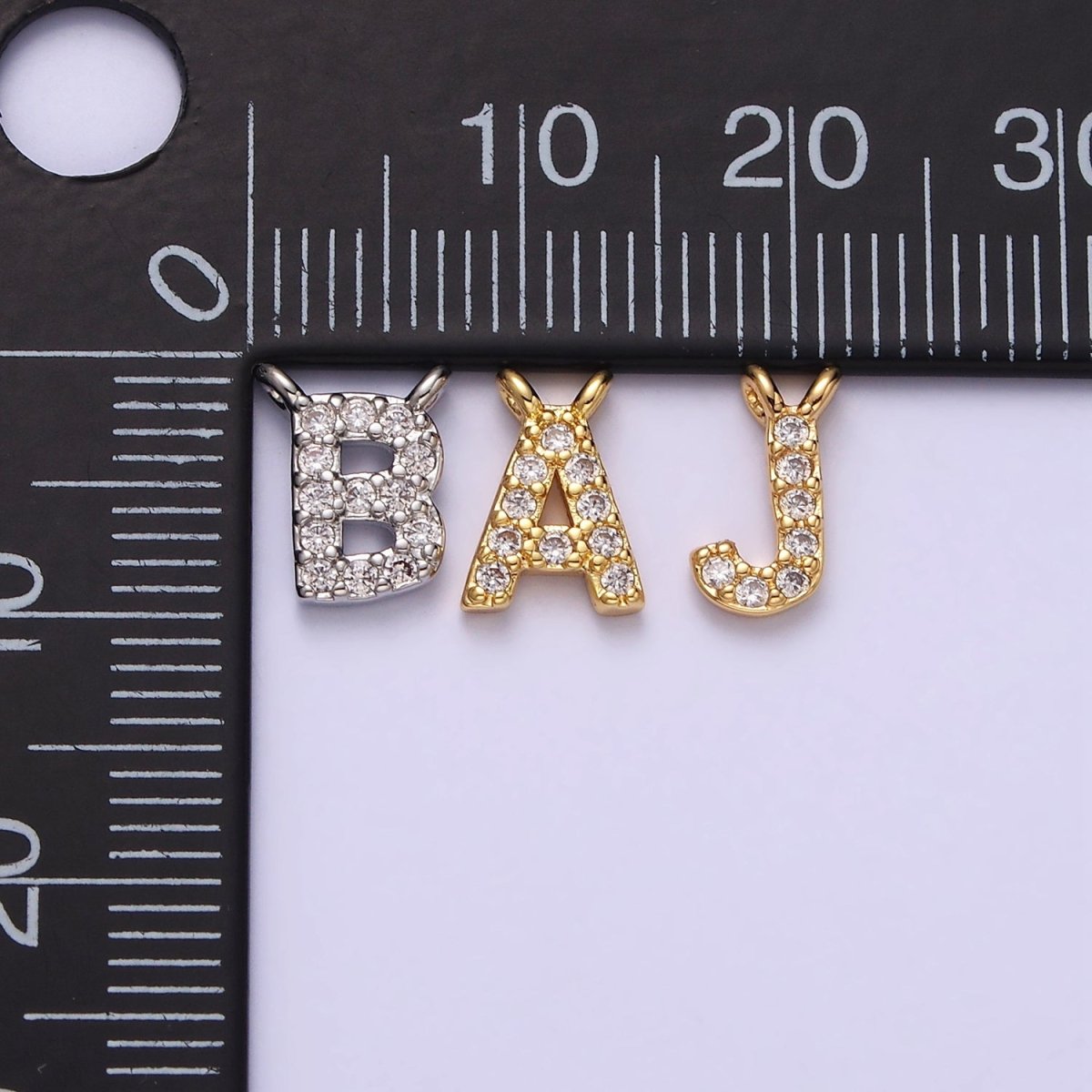 16K Gold Filled A-Z Initial Letter Micro Paved CZ Top Loop Personalized Connector | AD573 - AD598 - DLUXCA