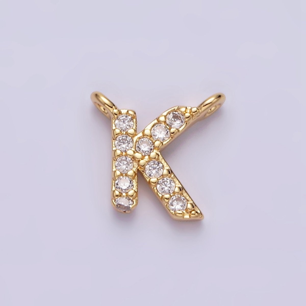 16K Gold Filled A-Z Initial Letter Micro Paved CZ Top Loop Personalized Connector | AD573 - AD598 - DLUXCA