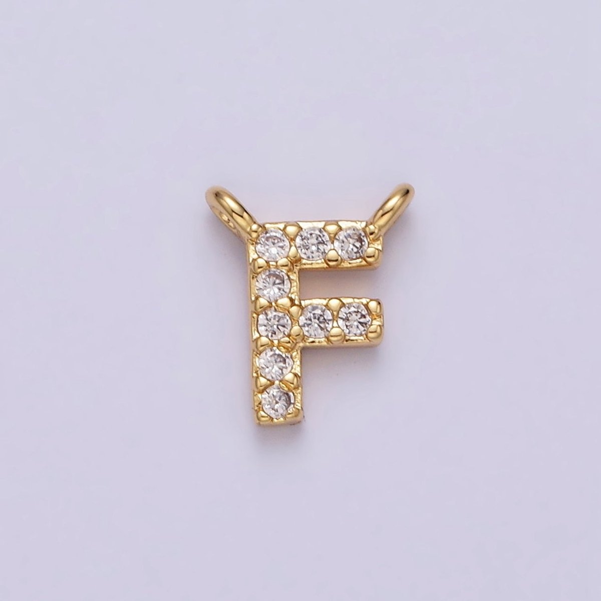 16K Gold Filled A-Z Initial Letter Micro Paved CZ Top Loop Personalized Connector | AD573 - AD598 - DLUXCA
