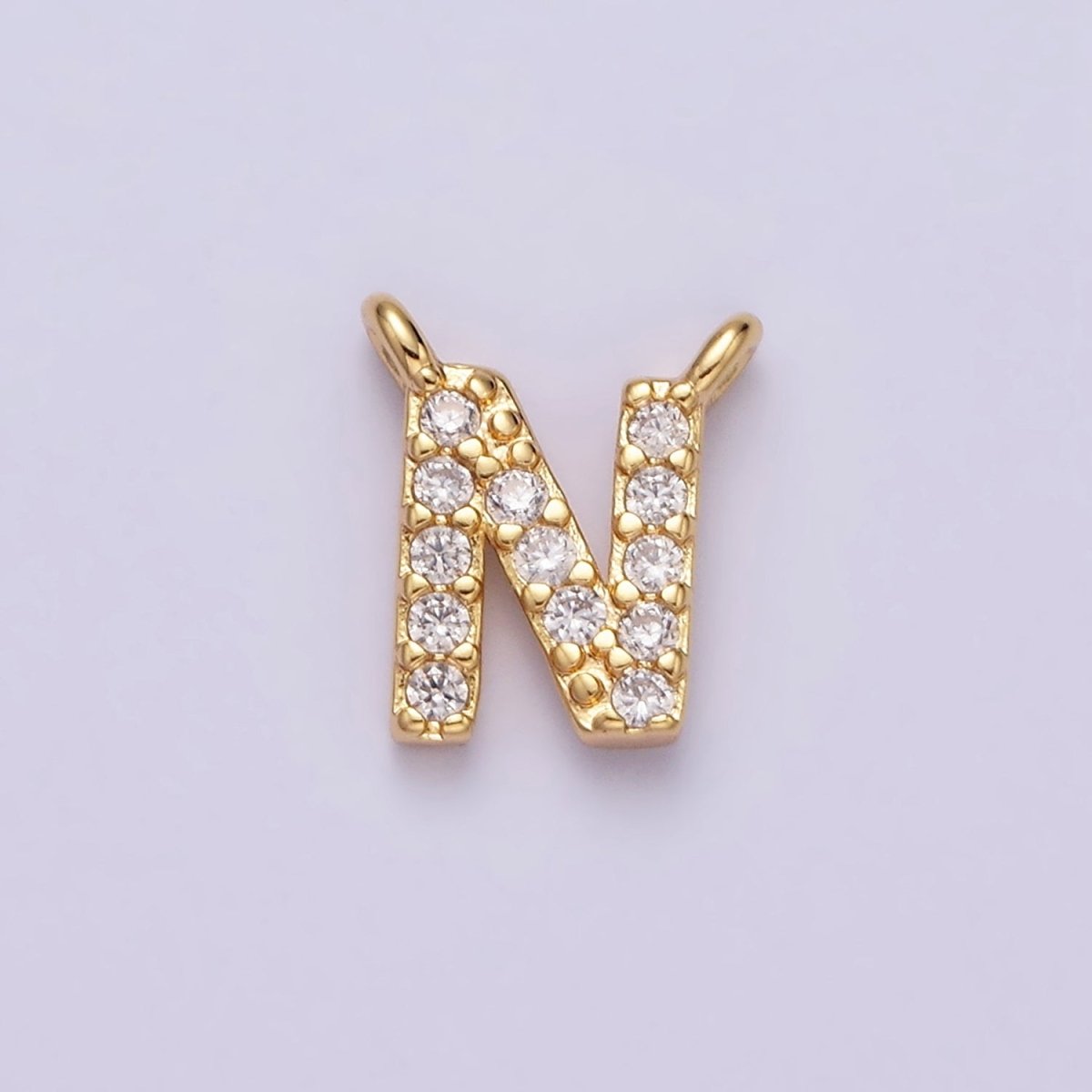16K Gold Filled A-Z Initial Letter Micro Paved CZ Top Loop Personalized Connector | AD573 - AD598 - DLUXCA