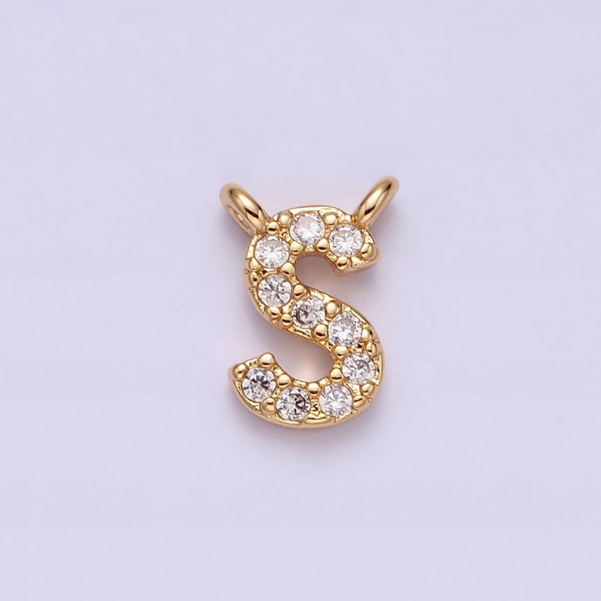 16K Gold Filled A-Z Initial Letter Micro Paved CZ Top Loop Personalized Connector | AD573 - AD598 - DLUXCA