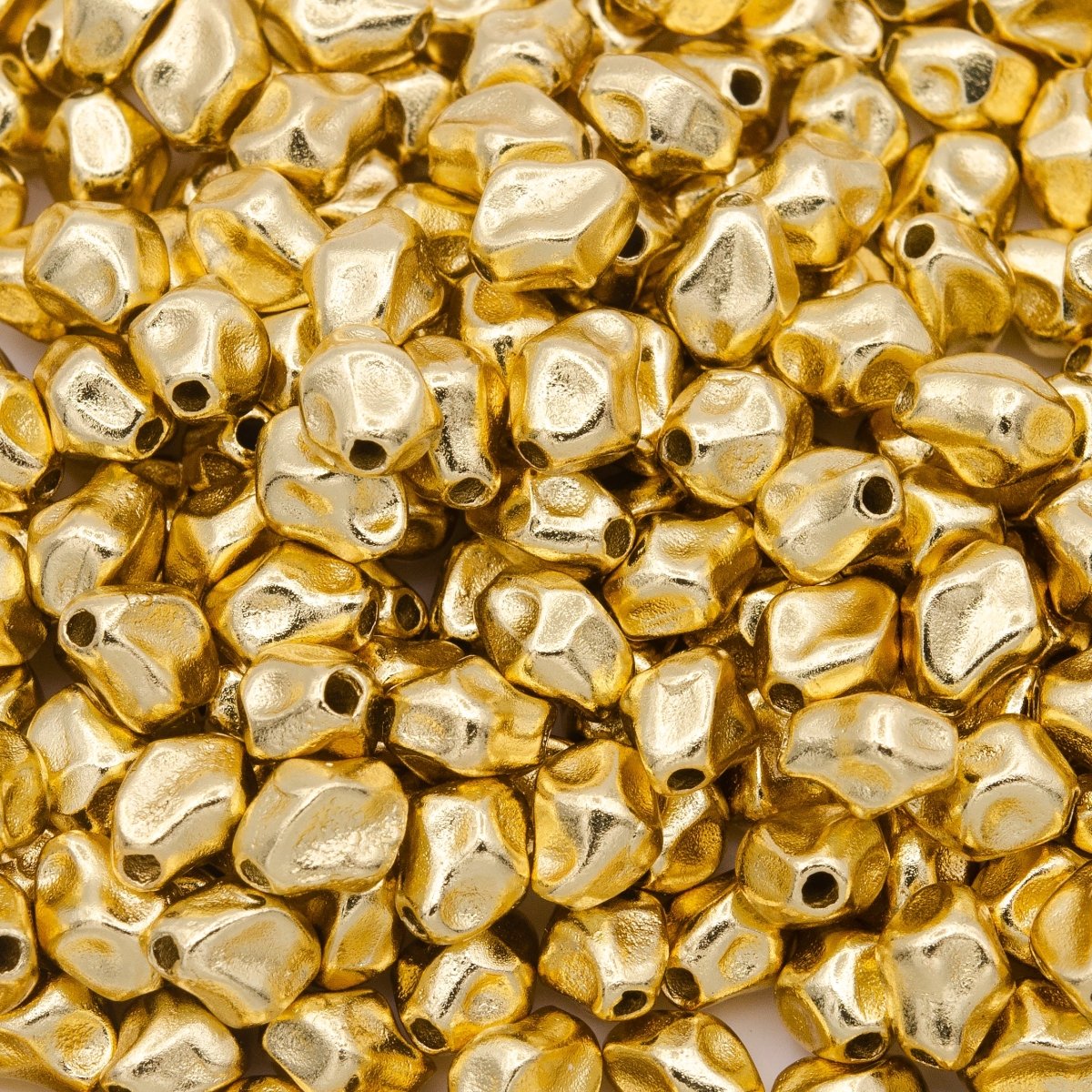 16K Gold Filled Abstract Hammered Geometric Bead | B-820 - DLUXCA