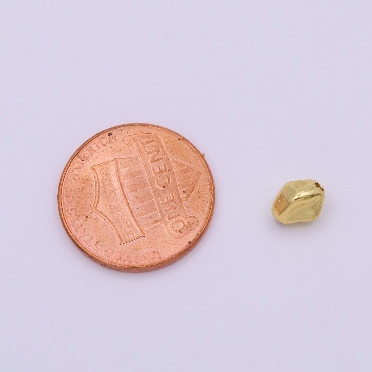 16K Gold Filled Abstract Hammered Geometric Bead | B-820 - DLUXCA