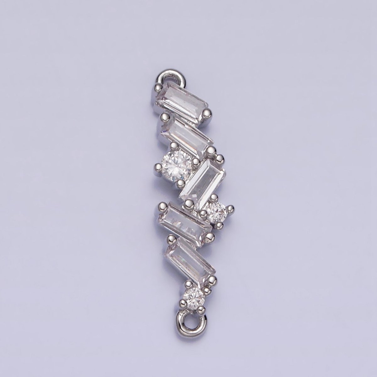 16K Gold Filled Baguette Clear CZ Zig Zag Connector in Gold & Silver | AA1066 AA1067 - DLUXCA