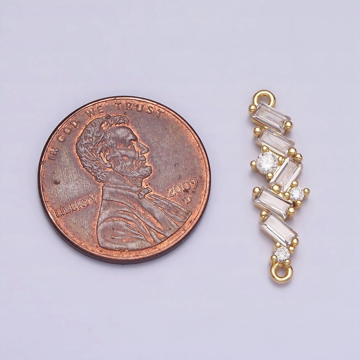 16K Gold Filled Baguette Clear CZ Zig Zag Connector in Gold & Silver | AA1066 AA1067 - DLUXCA