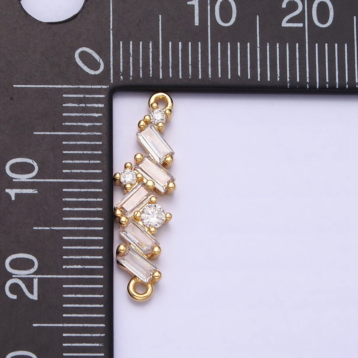 16K Gold Filled Baguette Clear CZ Zig Zag Connector in Gold & Silver | AA1066 AA1067 - DLUXCA