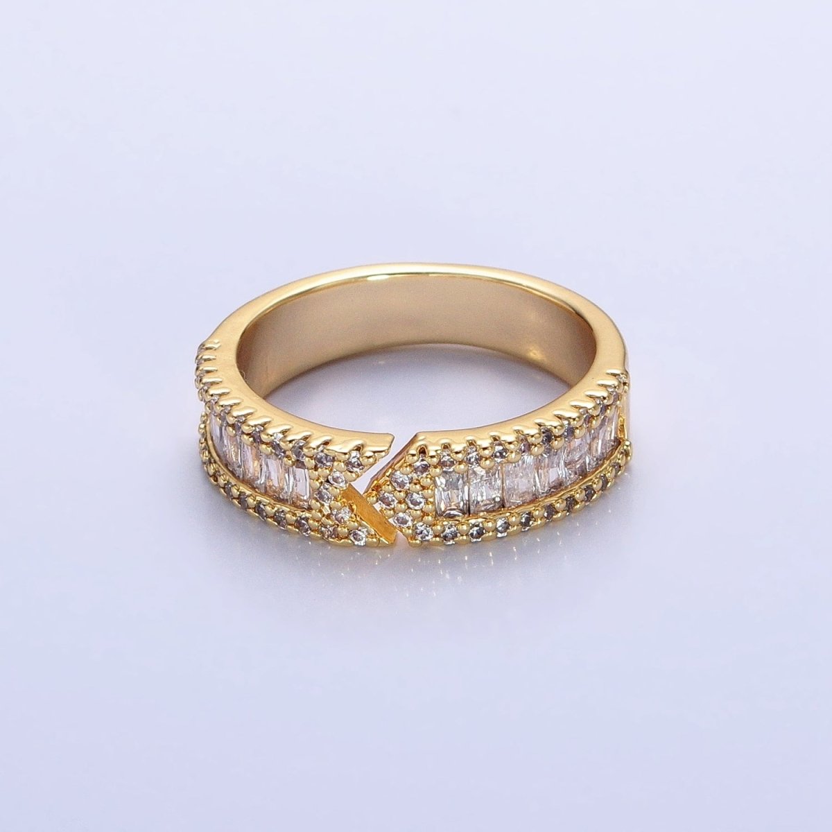 16K Gold Filled Baguette CZ Micro Paved Arrow Band Ring in Gold & Silver | O-1920 O-1921 - DLUXCA