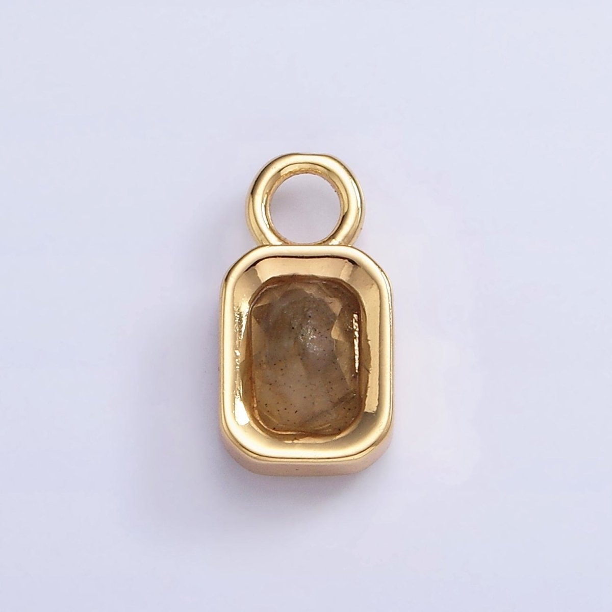 16K Gold Filled Baguette Multifaceted Natural Gemstone Personalized Add-On Charm | AC1492 - AC1504 - DLUXCA