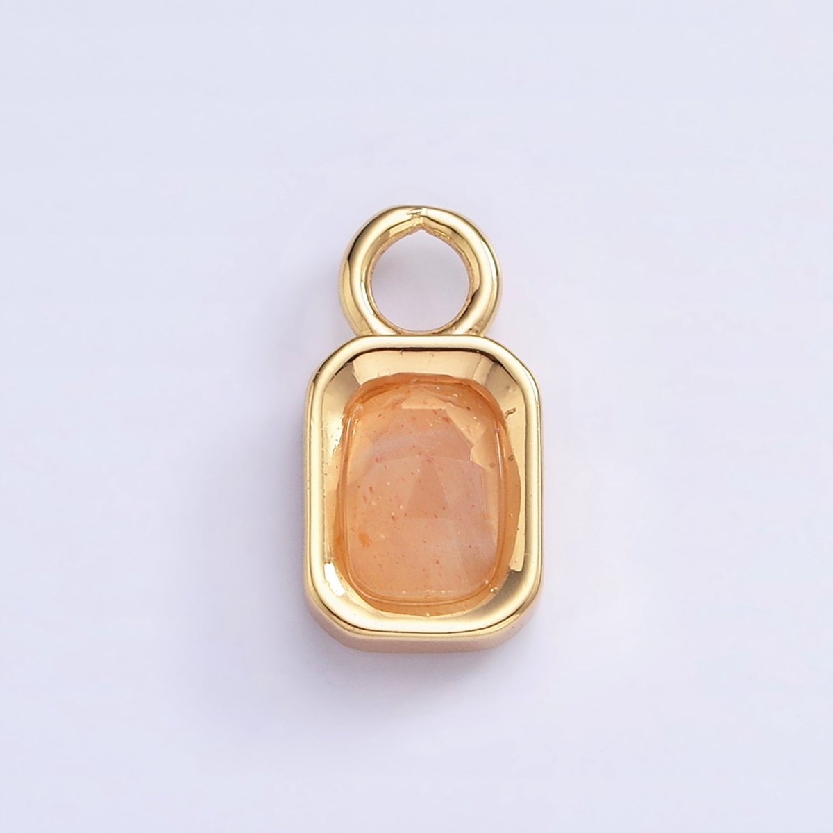 16K Gold Filled Baguette Multifaceted Natural Gemstone Personalized Add-On Charm | AC1492 - AC1504 - DLUXCA