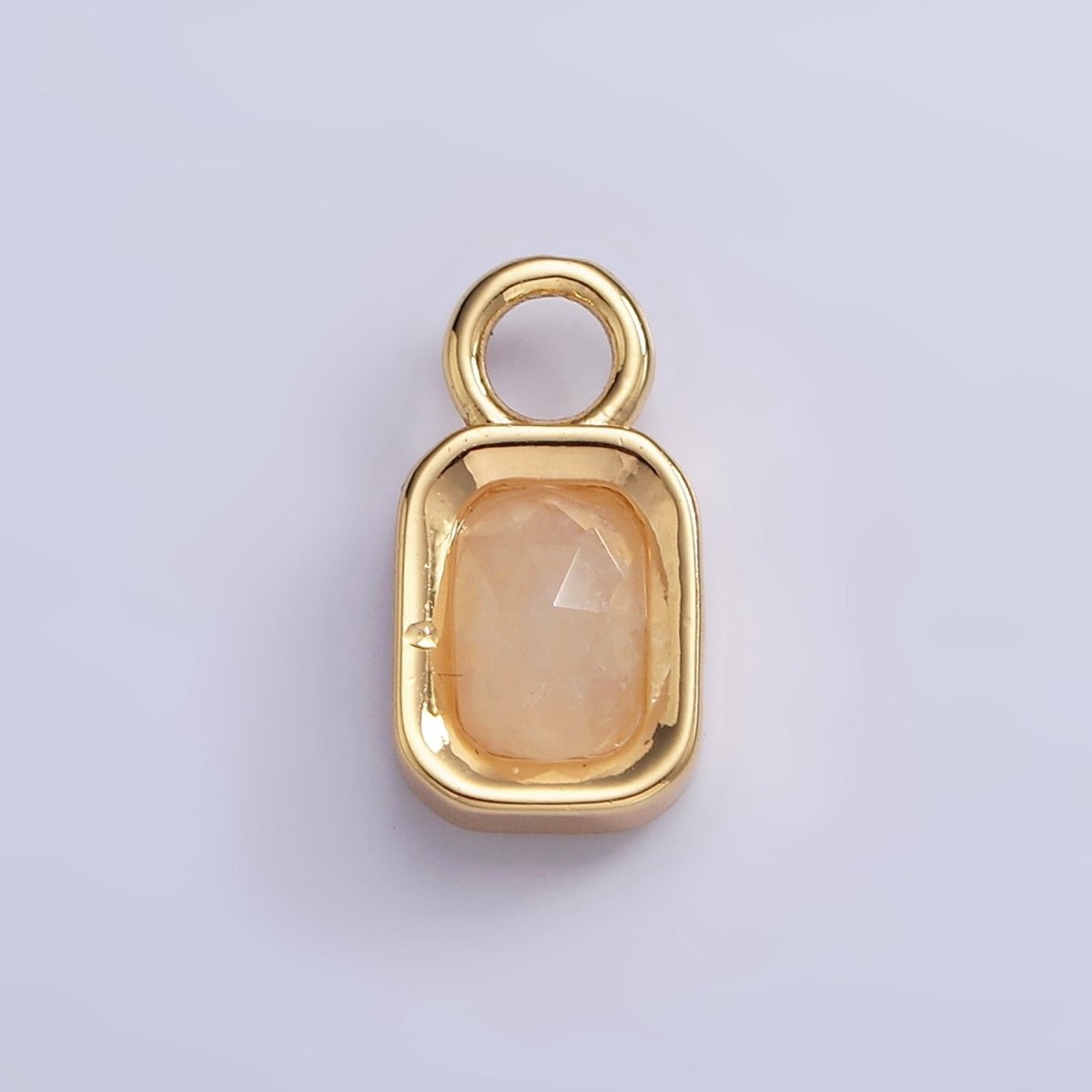 16K Gold Filled Baguette Multifaceted Natural Gemstone Personalized Add-On Charm | AC1492 - AC1504 - DLUXCA