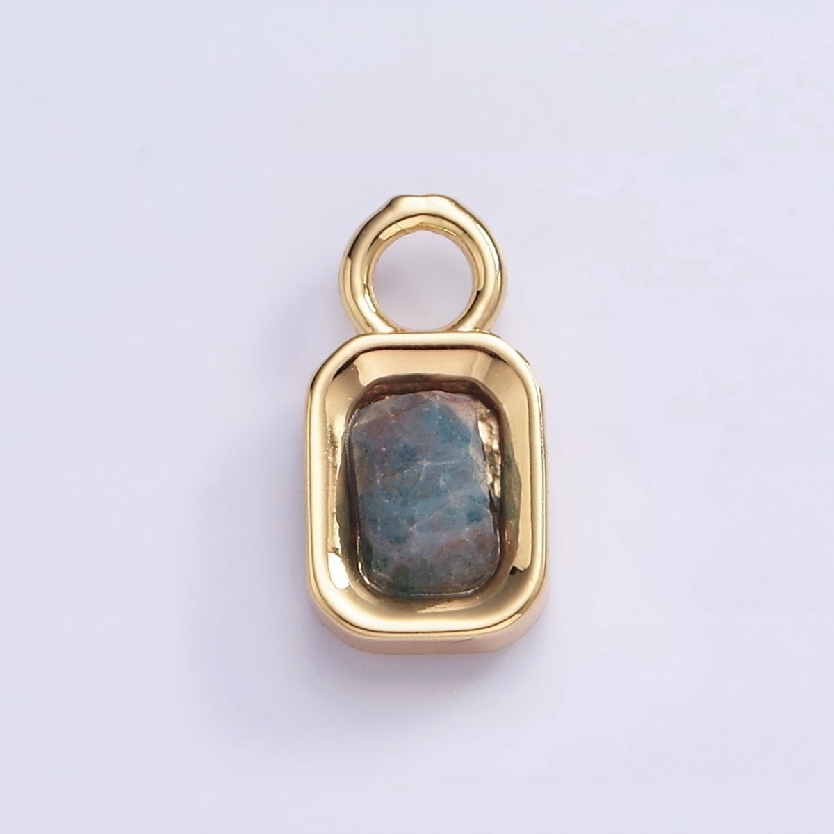16K Gold Filled Baguette Multifaceted Natural Gemstone Personalized Add-On Charm | AC1492 - AC1504 - DLUXCA
