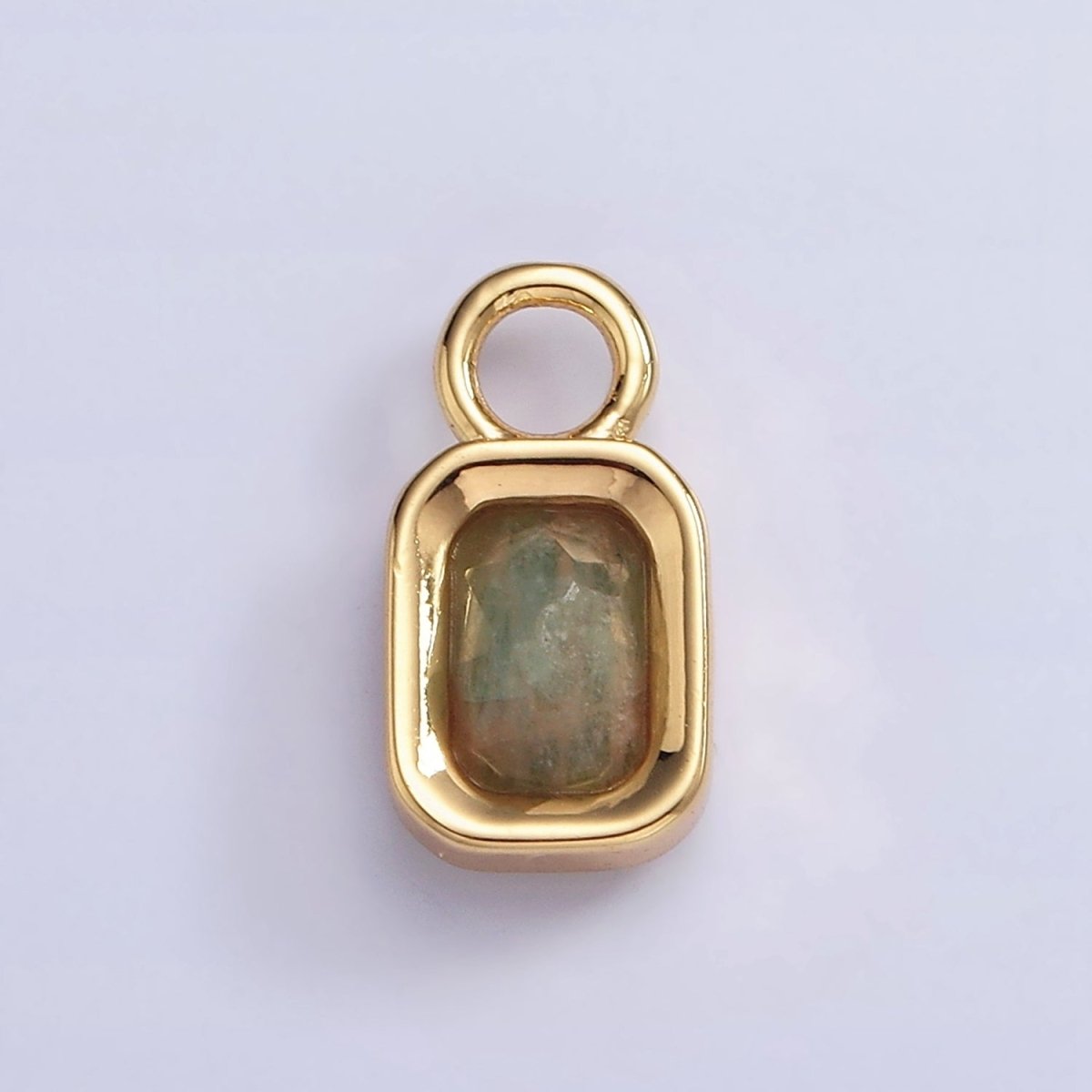 16K Gold Filled Baguette Multifaceted Natural Gemstone Personalized Add-On Charm | AC1492 - AC1504 - DLUXCA