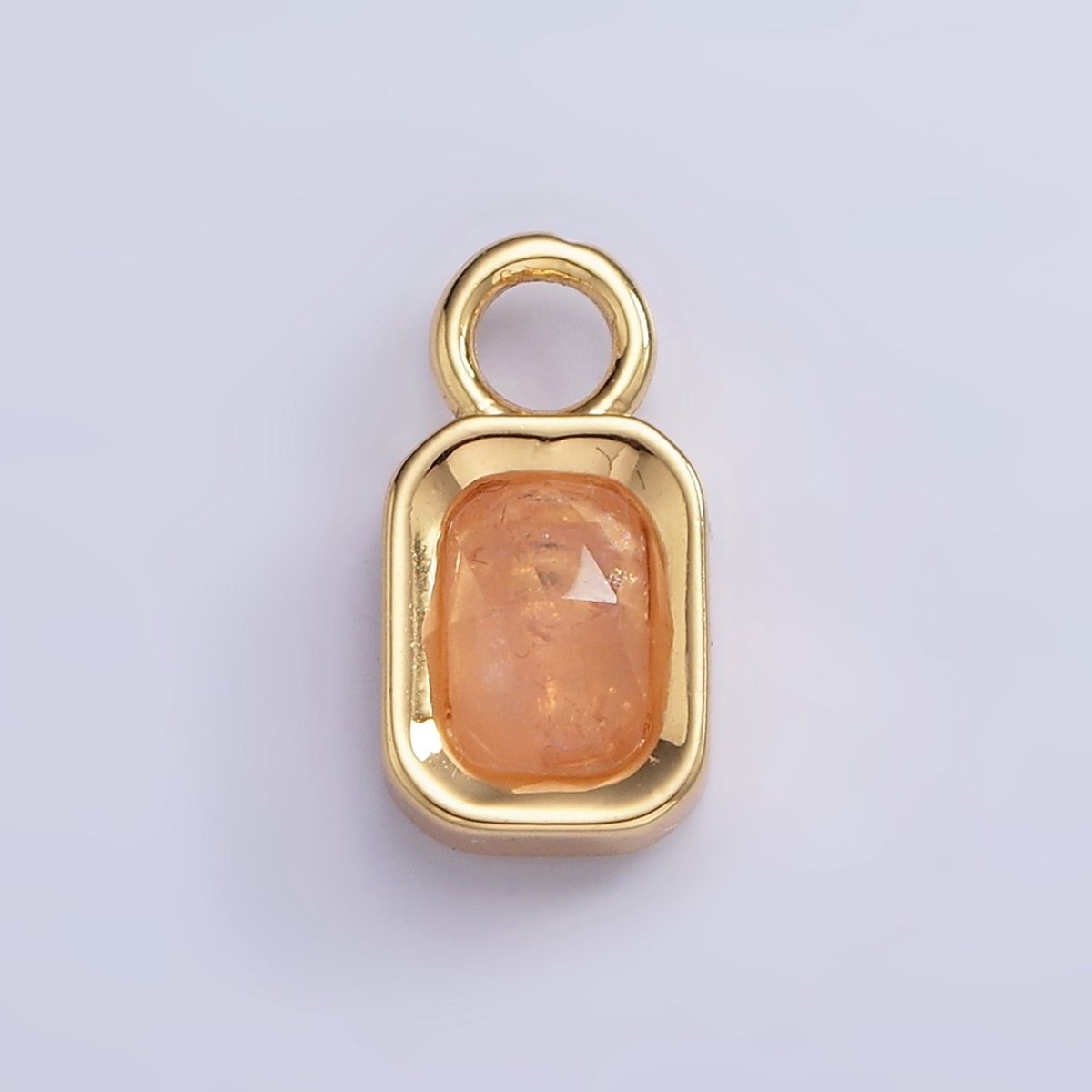 16K Gold Filled Baguette Multifaceted Natural Gemstone Personalized Add-On Charm | AC1492 - AC1504 - DLUXCA