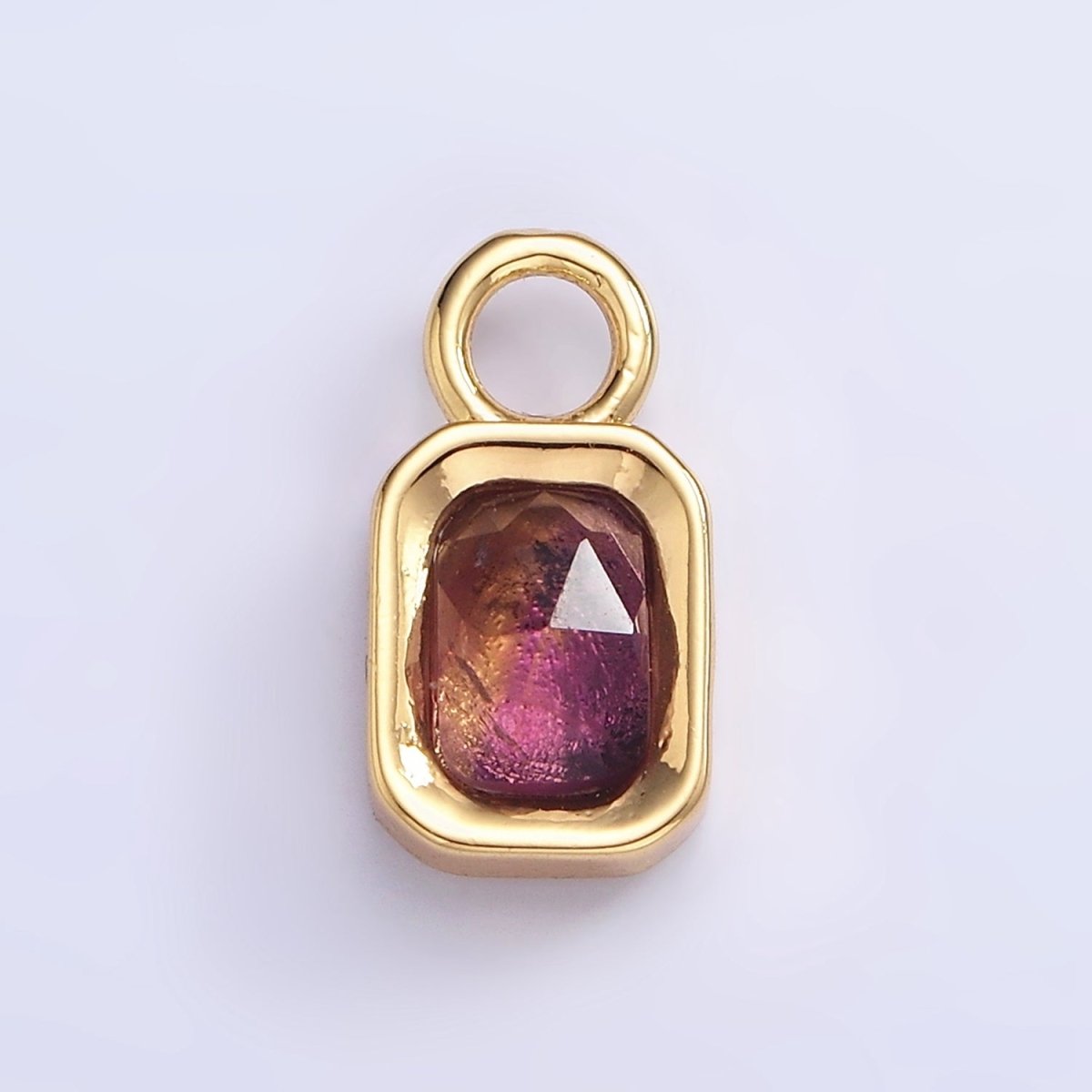 16K Gold Filled Baguette Multifaceted Natural Gemstone Personalized Add-On Charm | AC1492 - AC1504 - DLUXCA