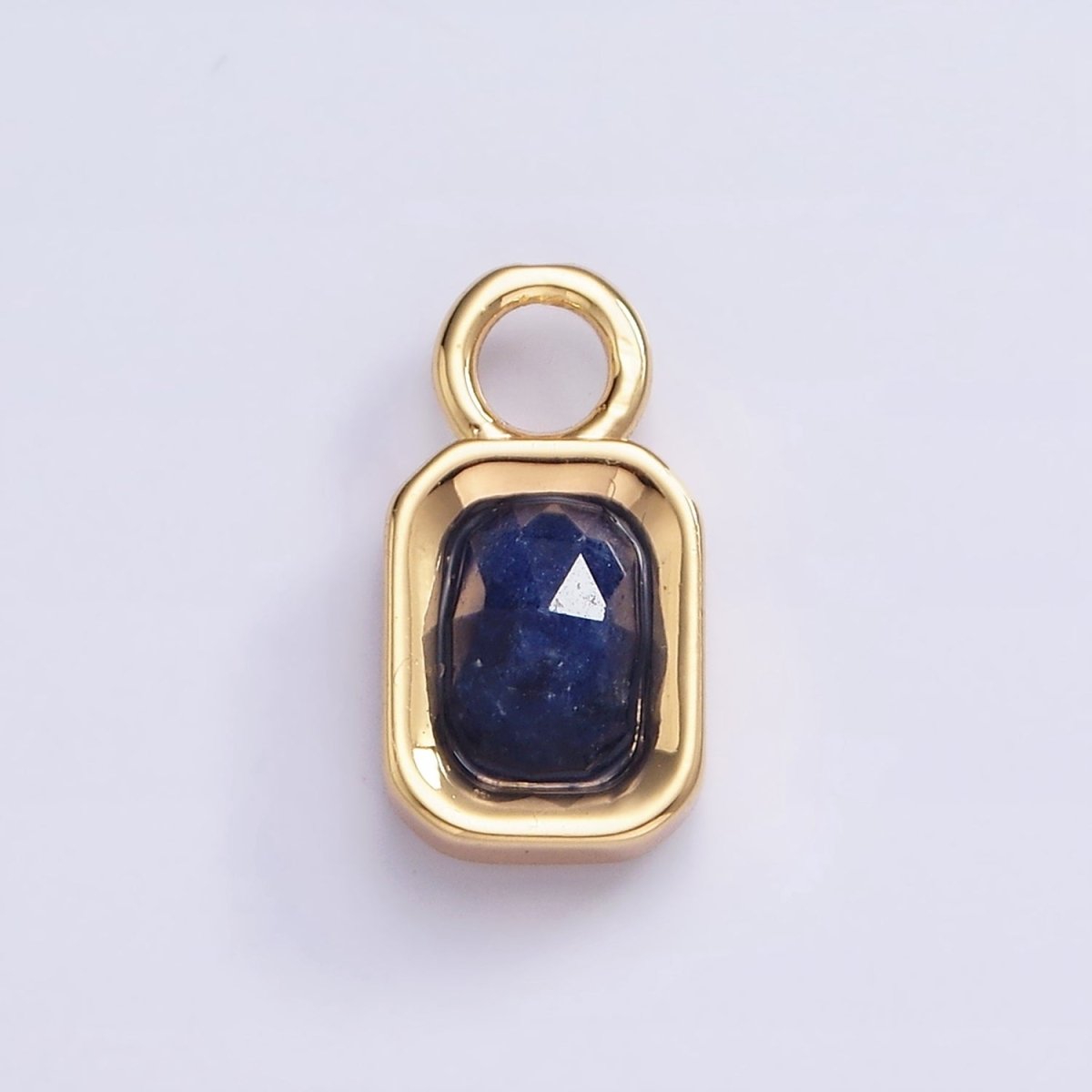 16K Gold Filled Baguette Multifaceted Natural Gemstone Personalized Add-On Charm | AC1492 - AC1504 - DLUXCA