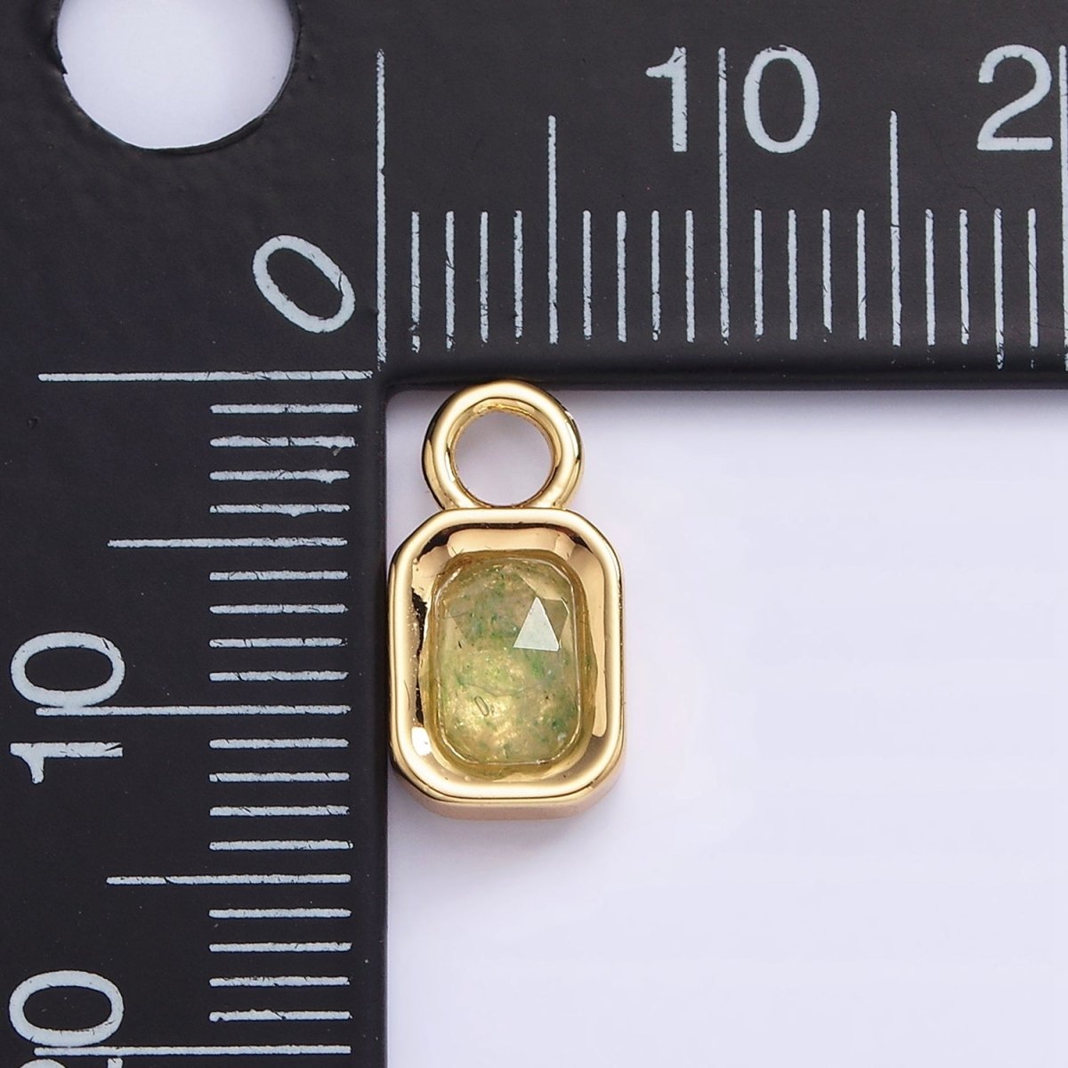 16K Gold Filled Baguette Multifaceted Natural Gemstone Personalized Add-On Charm | AC1492 - AC1504 - DLUXCA