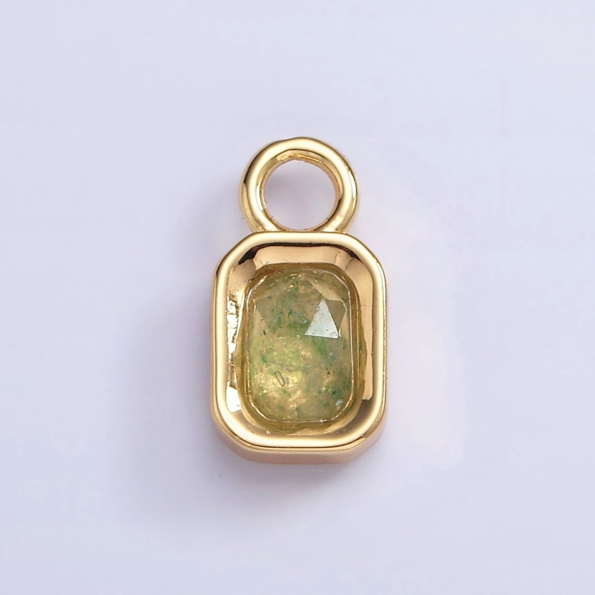 16K Gold Filled Baguette Multifaceted Natural Gemstone Personalized Add-On Charm | AC1492 - AC1504 - DLUXCA