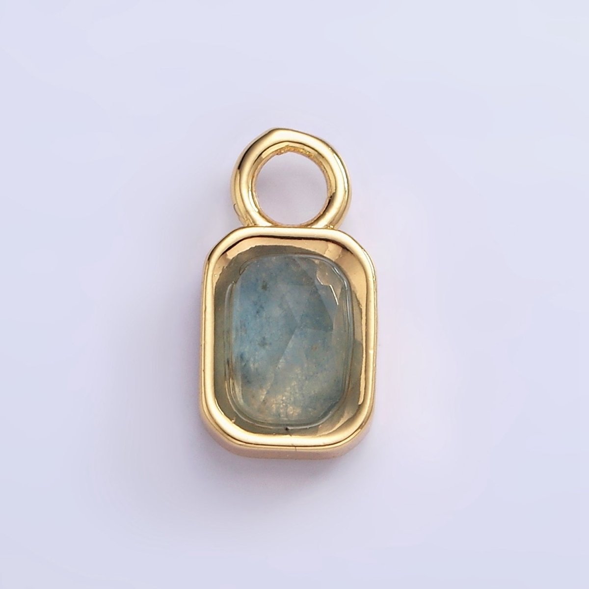 16K Gold Filled Baguette Multifaceted Natural Gemstone Personalized Add-On Charm | AC1492 - AC1504 - DLUXCA