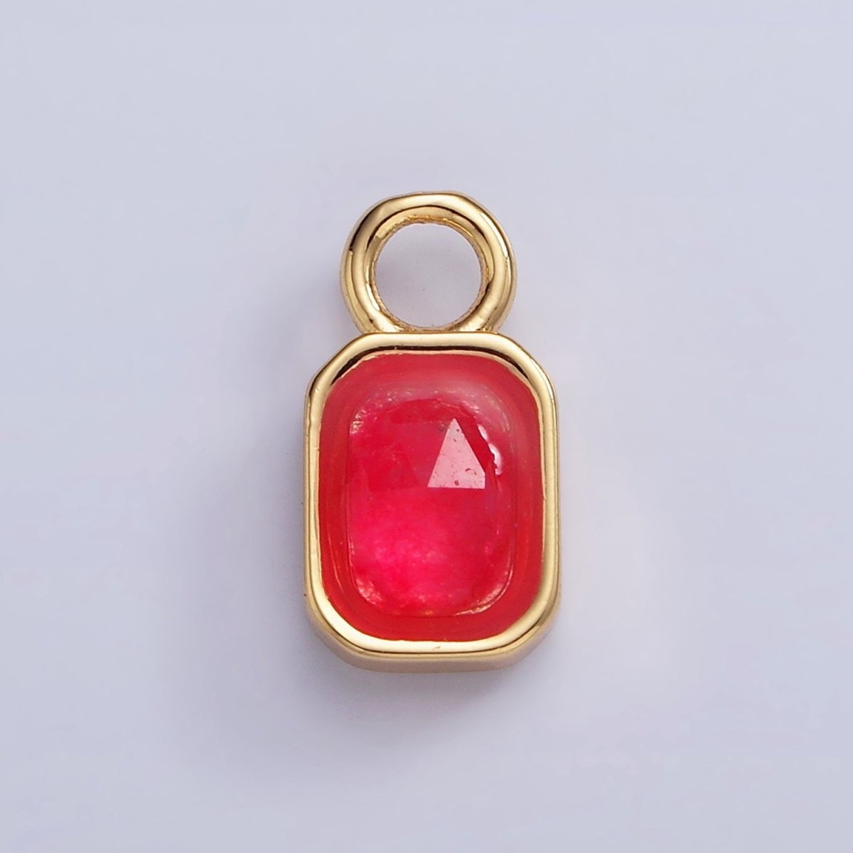 16K Gold Filled Baguette Multifaceted Natural Gemstone Personalized Add-On Charm | AC1492 - AC1504 - DLUXCA